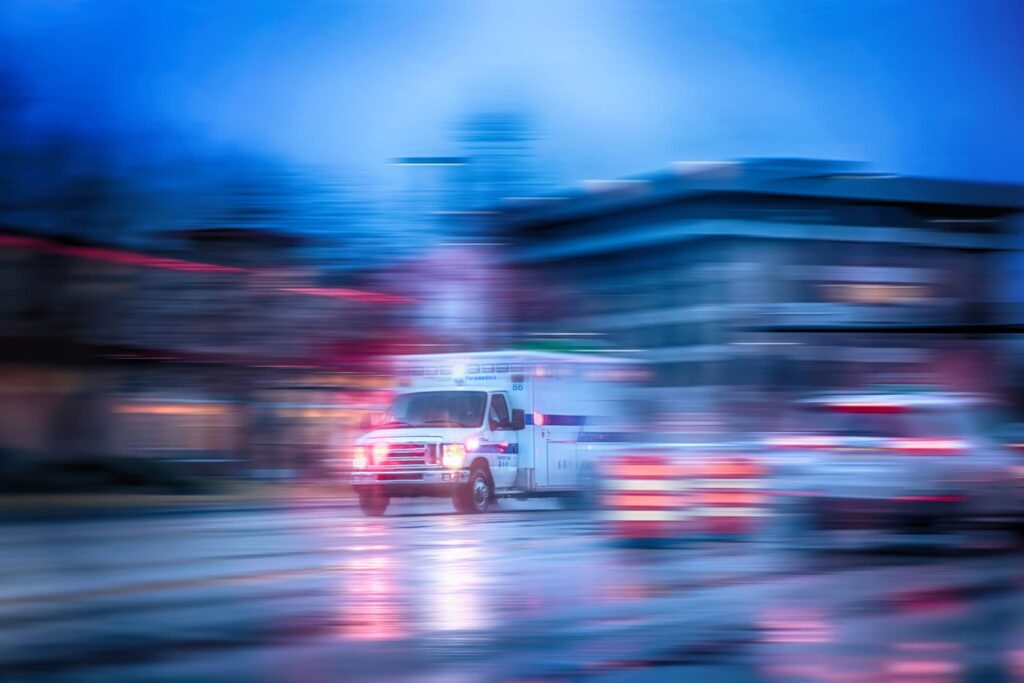 Ambulance on a city street